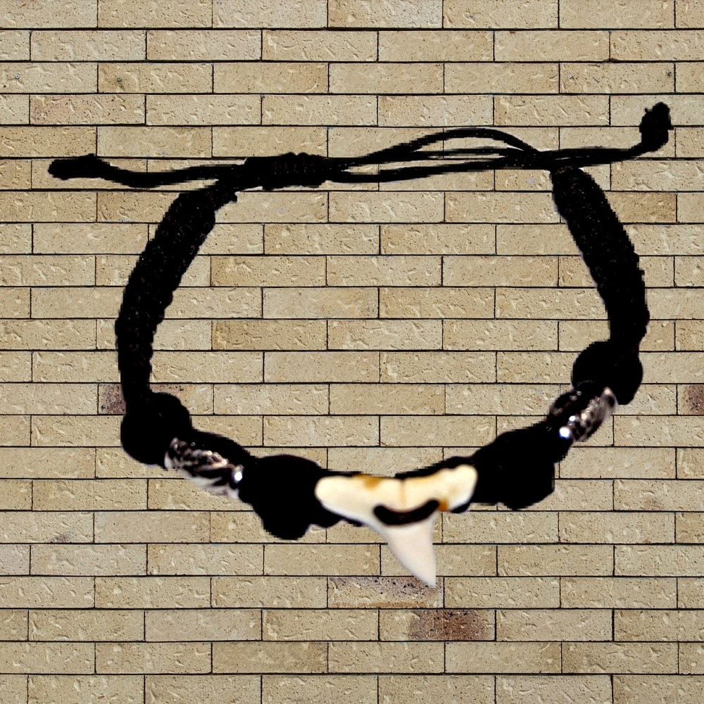 Black Cord Rope Shark Tooth Bracelet